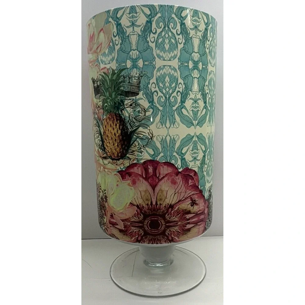 Glass With Flower/Pineapple on‎ Pedestal Apothecary Container/Vase